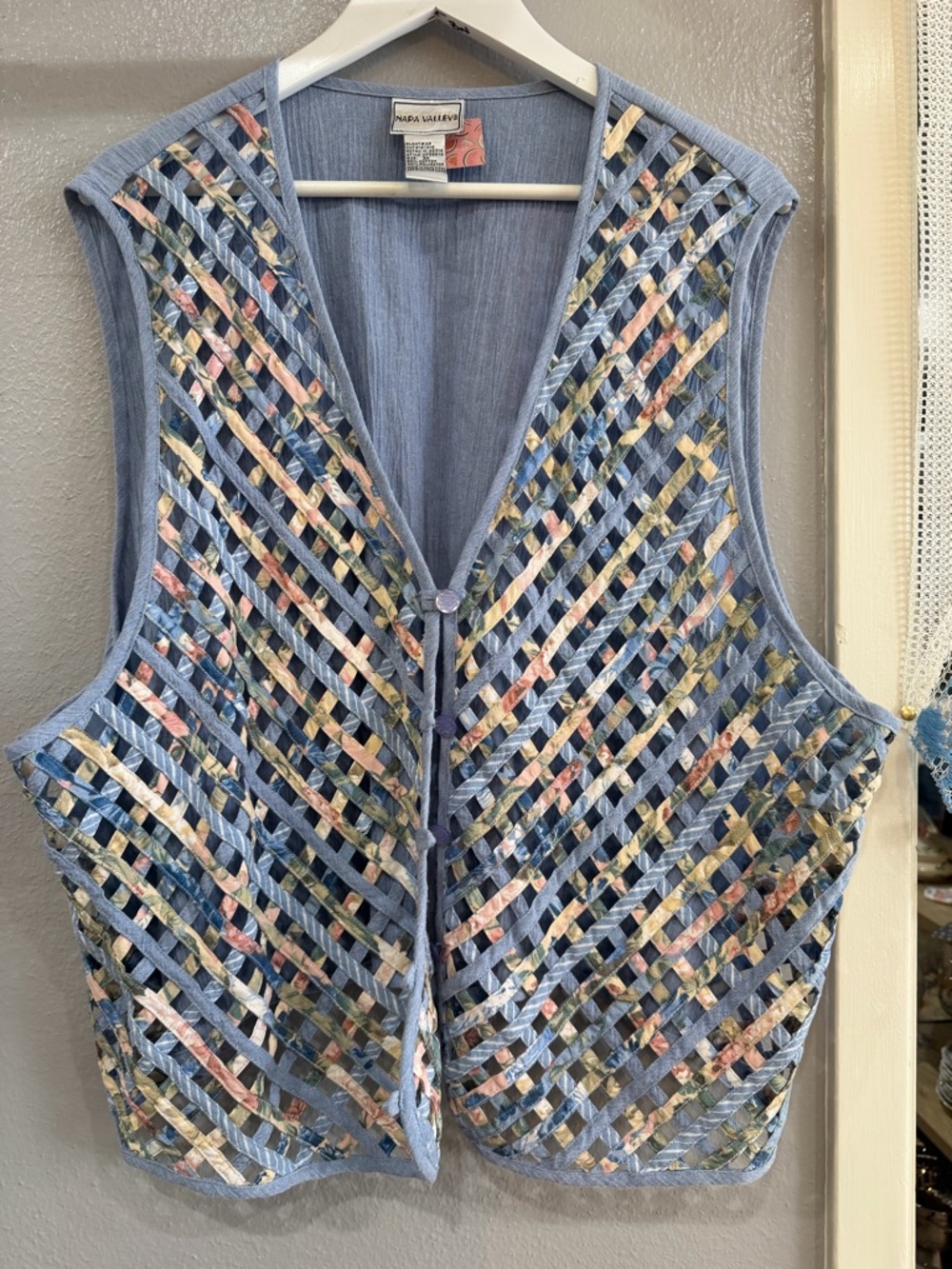 Napa Valley Light Blue Lattice Ribbon Vest